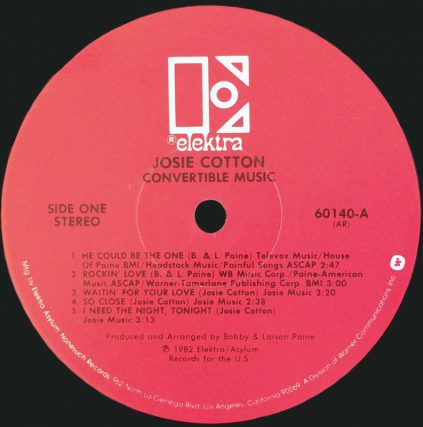 Convertible Music LP Vinyl by Josie Cotton, Vinyl