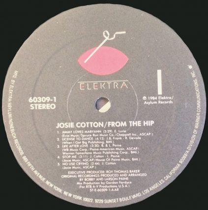 From The Hip LE Vinyl by Josie Cotton, On Vinyl