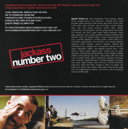 Jackass Number Two Soundtrack, Featuring Josie Cotton, Johnny Knoxville, Smut Peddlers, The Datsuns, Elvis Presley, Pavement, Peaches, The Vandals, Karen O and more